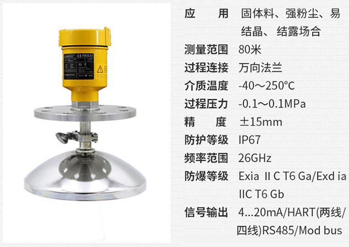 喇叭口雷達液位計RD707技術(shù)參數(shù)表圖