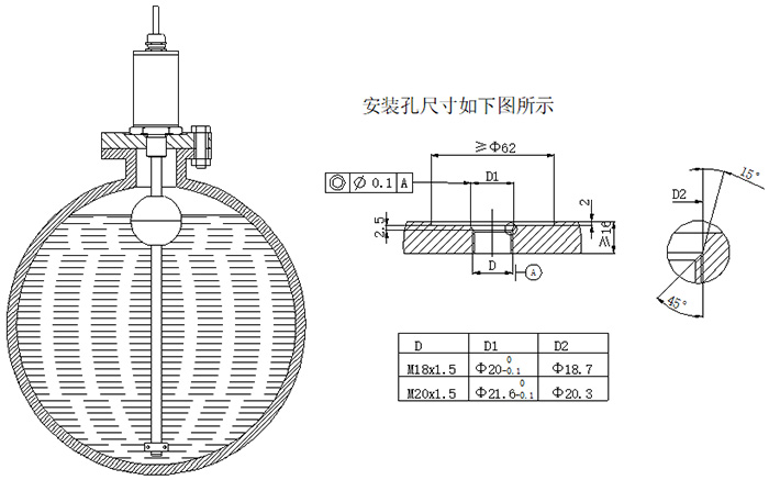 智能磁致伸縮液位計(jì)螺紋安裝圖