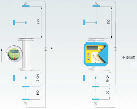 垂直安裝浮子流量計(jì)54安裝圖